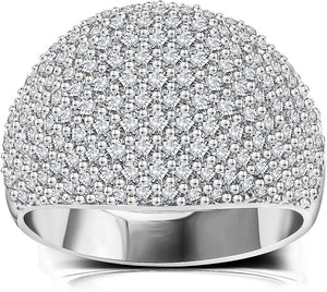 Diamond Accent Dome Ring - Sliver Fashion Rings for Women Big Hollow Women Wedding Band Cubic Zirconia Statement Rings for Women 5-11