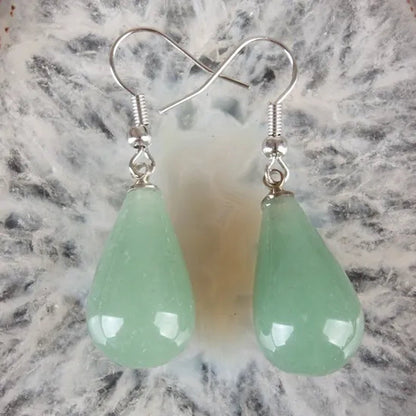 1 Pair 13X20MM Amethyst Clear Quartz Lapis Lazuli Turquoise Rose Quartz Opal Obsidian Jasper Drop Cone Bead Hook Dangle Diy Earrings
