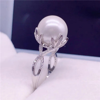 South Sea gold bead ring 12-13mm natural seawater pearl ring is round, strong light and fine diamonds to give mother a gift