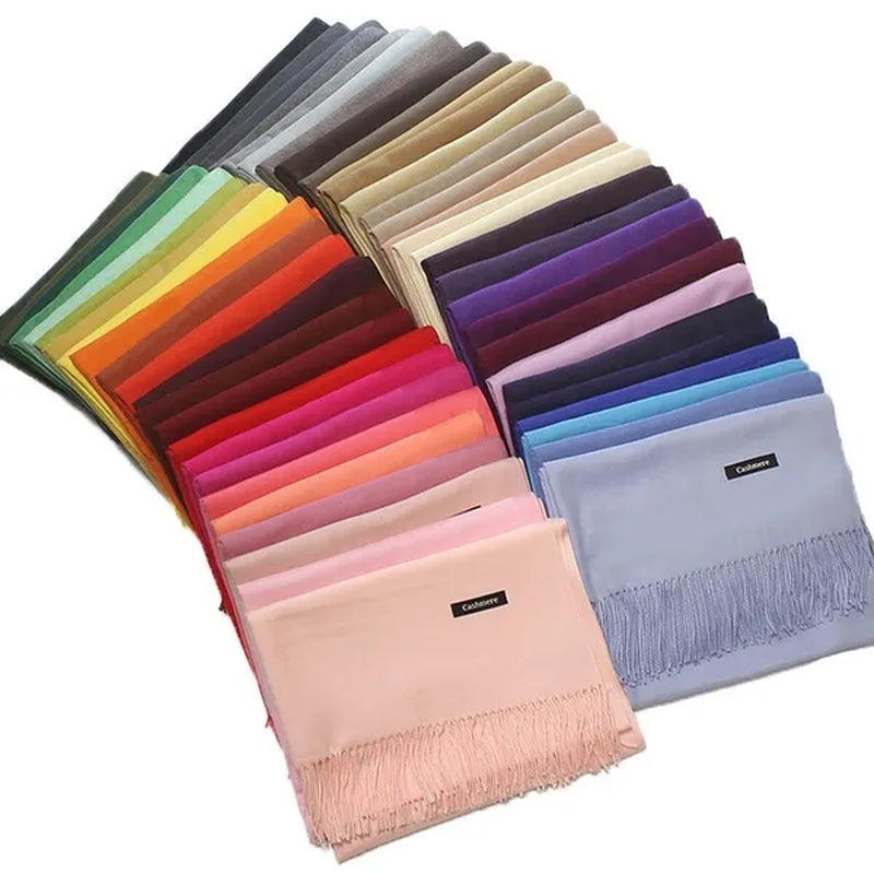 12 Colors Fashion Women Solid Color Simulated Cashmere Scarves with Tassel Lady Autumn Winter Keep Warm Thick Section Long Scarf Female Shawl  Christmas Gifts