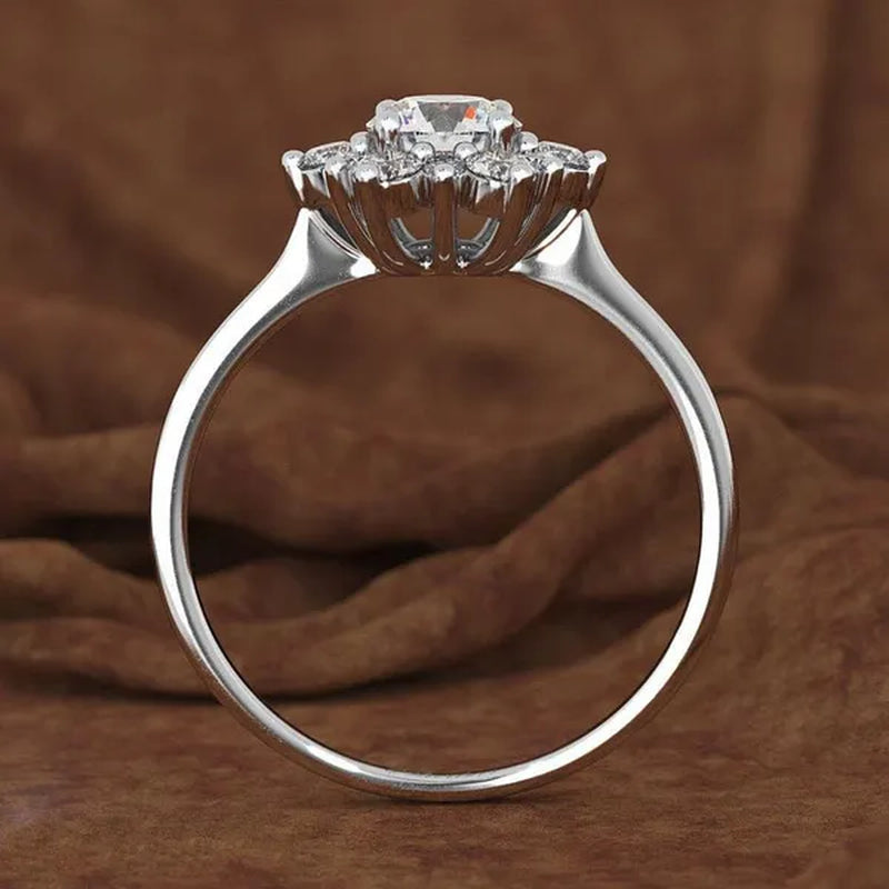 Exquisite Snowflake Cubic Zirconia Rings for Women Rose Gold Plated Silver Color Zircon Ring Bride Wedding Anniversary Party Gift Jewelry
