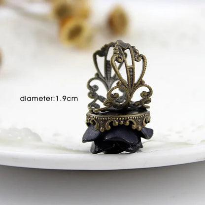 Gothic Black Rose Resin Vintage Hollow Out Alloy Rings fashion jewelry accessories