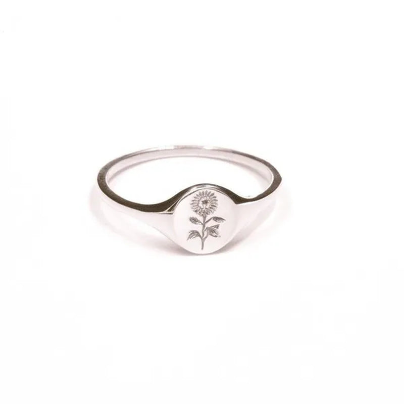 (3 Color)Simple Classic Fashion Sunflower Flower Ring Elegant Woman Engagement Ring Exquisite Wedding Anniversary Gift Ring Band Mother Birthday Christmas Party Ornament Size US4-11