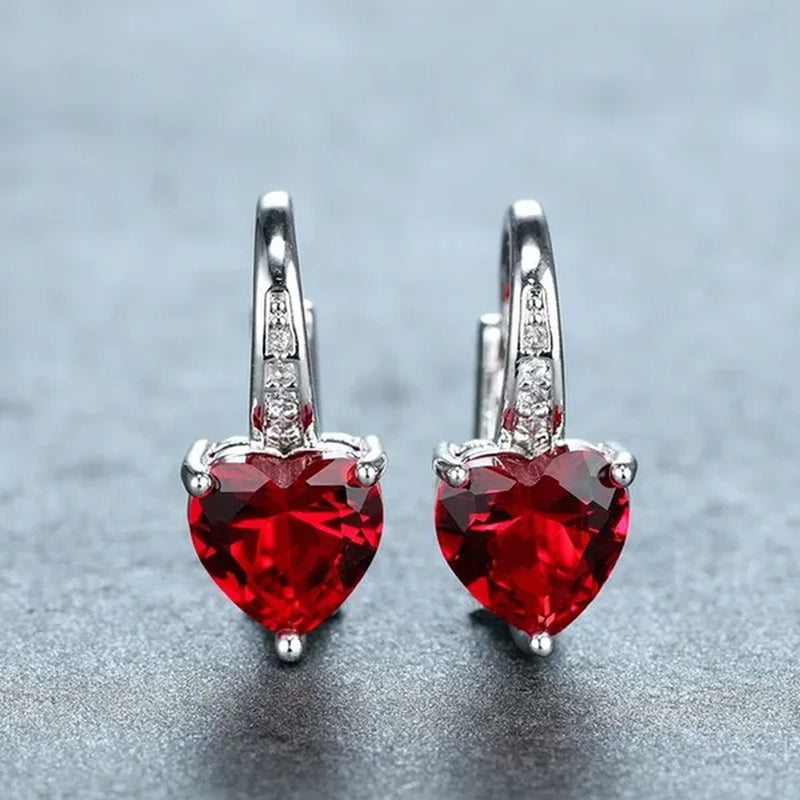 Luxury Women's Fashion Silver Plated Zircon Earrings Birthstone Hoop Earrings Green Cubic Zirconia Drop Earrings for Women Heart Clip on Earrings Bride Princess Wedding Engagement Earring Anniversary Gift Jewelry