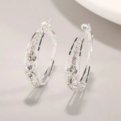 European and American Fashion Hoop Earrings Women'S Earrings Micro-Inlaid White Zircon Delicate Earrings Romantic Valentine'S Day Gift Engagement Earrings Wedding Earrings Anniversary Women'S Jewelry