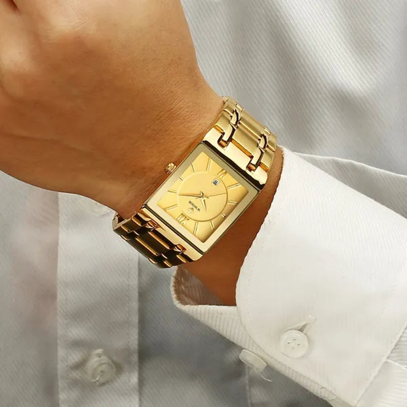 Relogio Masculino WWOOR Top Brand Luxury Stainless Steel Black Gold Men'S Square Watch Men'S Waterproof Quartz Wrist Watch Men