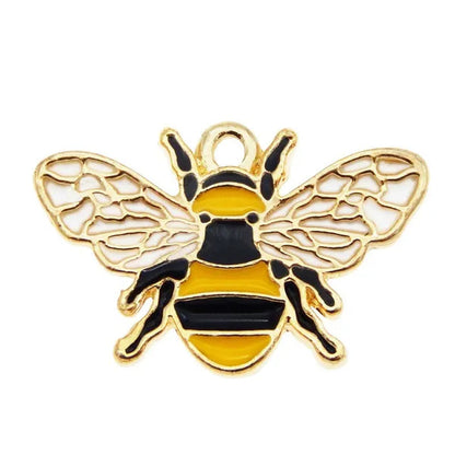 20pcs Enamel Bee Animal Pendant Alloy Charms For Women Bracelet Making Accessory Handmade DIY Findings 17*26mm