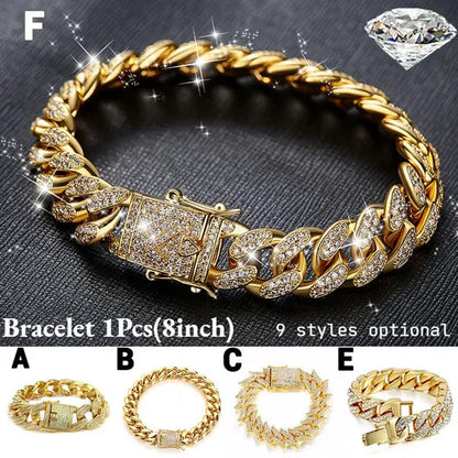 Men's Bracelet Hip Hop Fashion Bracelet Gold/Silver Bracelet Byzantine Chain Cuban Bracelet Festive Birthday Gift 1 Piece (8inch)