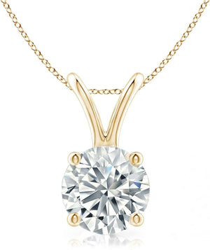 .25-1.00 Carat round Shape Brilliant Solitaire Lab-Grown Diamond Solitaire Pendant Necklace for Women Girls Infants | 14K Yellow or White or Rose/Pink Gold with 18" Gold Chain