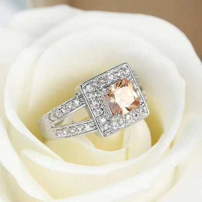 Trendy Silver Color Classic Purple Zircon Women'S Ring Bridal Wedding Anniversary Christmas Gift Beach Party Jewelry Size 6-10 Bague Femme