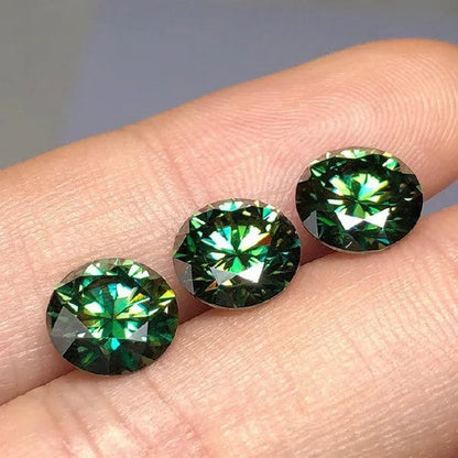6.5Mm 8Mm 9Mm 10Mm Cheapest Green Color with Yellow Light round Brilliant Cut Moissanites Loose Stone