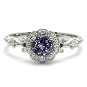 Delicate and Lovely 925 Standard Sterling Silver Purple Sapphire Classical Style Ring For Women Wedding Wedding Bride Princess Love Ring Size 6-10