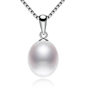 Classic 925 Sterling Silver Chain with Natural Cultured Pearl Pendant Necklace for Women Fine Jewelry Gifts FEIGE