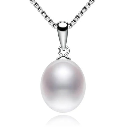 Classic 925 Sterling Silver Chain with Natural Cultured Pearl Pendant Necklace for Women Fine Jewelry Gifts FEIGE