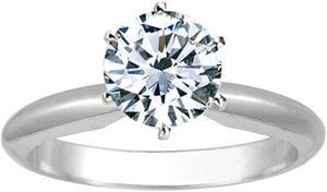 1/2 Carat round Cut Diamond Solitaire Engagement Ring 14K White Gold 6 Prong (J, I2, 0.45 C.T.W) Very Good Cut