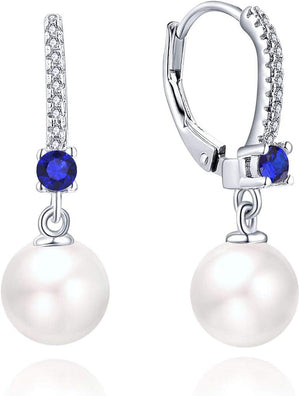925 Sterling Silver Freshwater Pearl Hoop Earrings with Dangle Real Pearl,Simulated Pearls