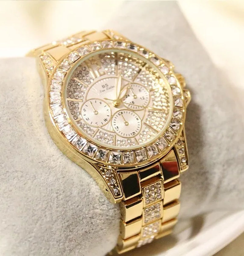 BS Bee Sister Luxury Creative Women Watches Gold Rhinestone Shining Design Bracelet Watches Ladies Women Wrist Watch Montre Femme
