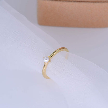 18K Gold Vermeil Tiny Pearl Ring