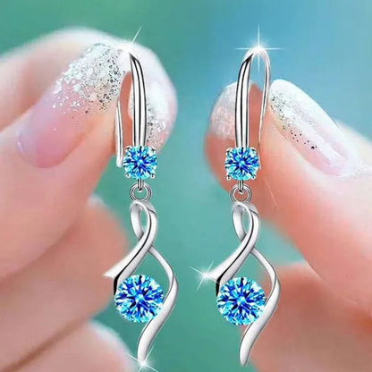 Fashion Women Girl 925 Pure Silver Earrings Female Zircon Rotary Tassel Earrings Gift Jewellery