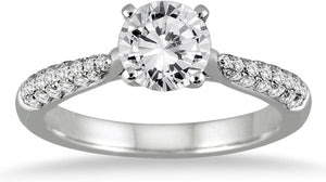 AGS Certified 1 Carat TW Pave Diamond Ring in 14K White Gold (I-J Color, I2-I3 Clarity)