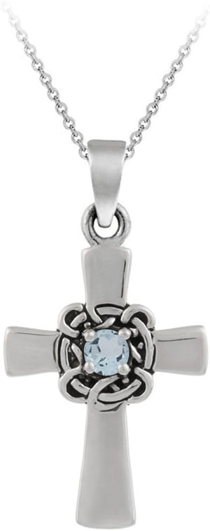 Amazon Collection Sterling Silver Celtic Cross Pendant Necklace, 18"