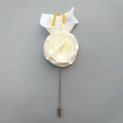 10pcs/lot Handmade Mini Calla Bride Groom Corsage Bridesmaid Sister Dress Flower Boutonniere Men's Suit Brooch Pin Wedding flower