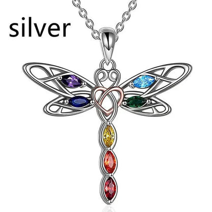Delicate Colorful Zircon Dragonfly Necklace Insect Dragonfly Wings Pendant Engagement Necklaces for Women Insect Jewelry Creative Dragonfly Accessories Birthday Party Anniversary Gift