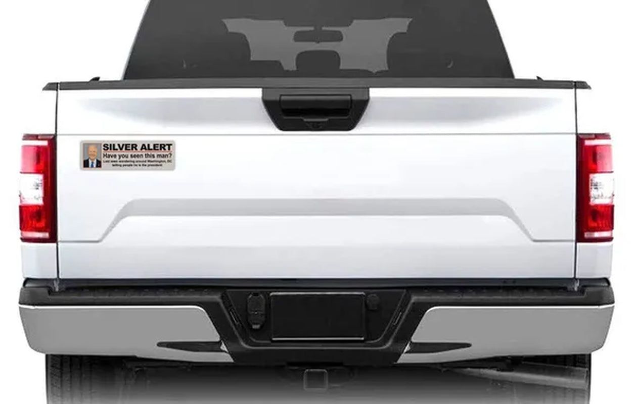 Funny Magnet, Joe Biden Silver Alert (Anti Joe Biden Anti-Democrat Magnet), Vote Donald Trump 2024, 10" X 3" Magnetic Bumper Sticker