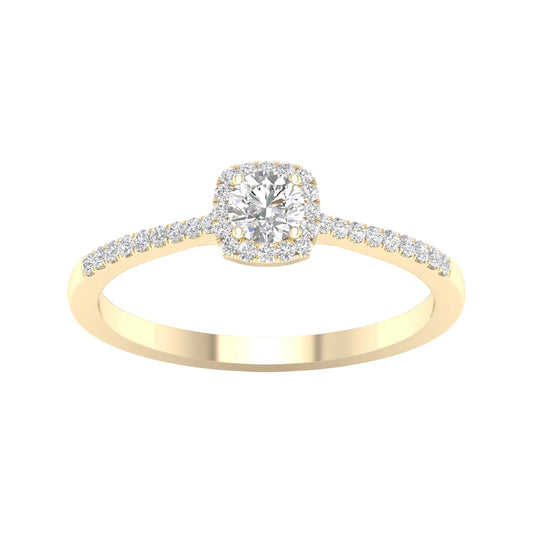 1/4 Ct TDW round Diamond Halo Engagement Ring in 10K Yellow Gold (H-I, I2)