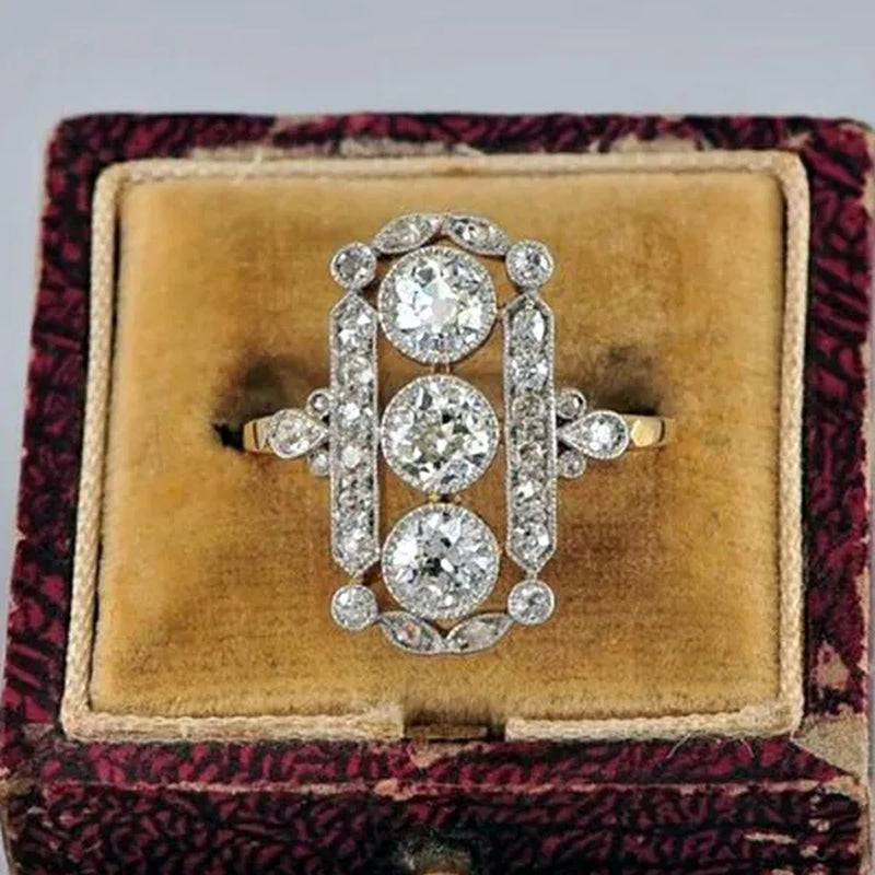 Vintage Jewelry Exquisite White Crystal Ring Elegant Female Bride Proposal Engagement Party Anniversary Gift Wedding Band Promise Rings Size 4-12 Bague Femme - WORLD TIME VISITS