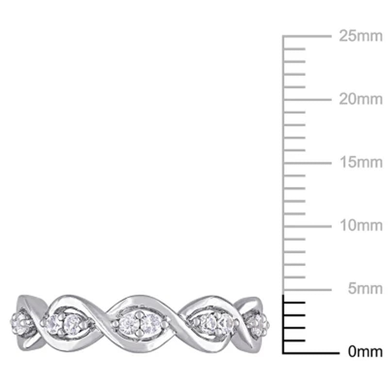 White Sapphire Infinity Design Ring in 14K White Gold