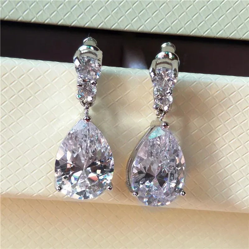 Exquisite Waterdrop Amethyst Drop Earrings for Women Engagement Wedding Jewelry Lover Birthday Gift - WORLD TIME VISITS