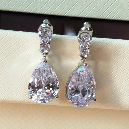 Exquisite Waterdrop Amethyst Drop Earrings for Women Engagement Wedding Jewelry Lover Birthday Gift - WORLD TIME VISITS