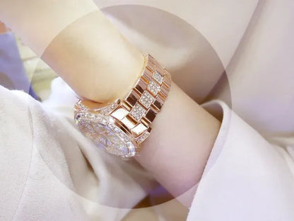New Arrival Famous Brand Bling Watch Women Luxury Austrian Crystals Watch Rose Gold Shinning Diomand Rhinestone Fashion Bracelet