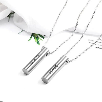 Mom Dad Stainless Steel Urn Necklaces for Women Men Cremation Pendant Necklace for Memorial Ashes Jewelry Silver