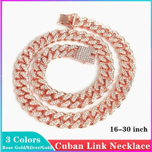 Fashion Hip Hop Iced Out Diamond Full Miami Curb Cuban Chain CZ Bling Rapper Necklaces for Women Men Jewelry