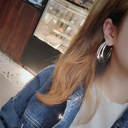 Exquisite European and American Fashion Female Jewelry Silver/Gold Diamond Earrings Romantic Valentine'S Day Gift Engagement Earrings Wedding Earrings Anniversary Women'S Jewelry