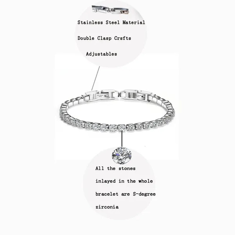 Women'S Chain Bracelets 14K Gold Plated Cubic Zirconia Classic Tennis Bracelet Gold Bangle for Lady AD1174