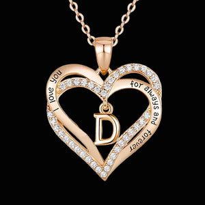 Exquisite Fashion Women's Creative Initials Necklace Diamond Love Pendant Engagement Necklaces for Women Letters Jewelry Accessories Birthday Holiday Anniversary Gift