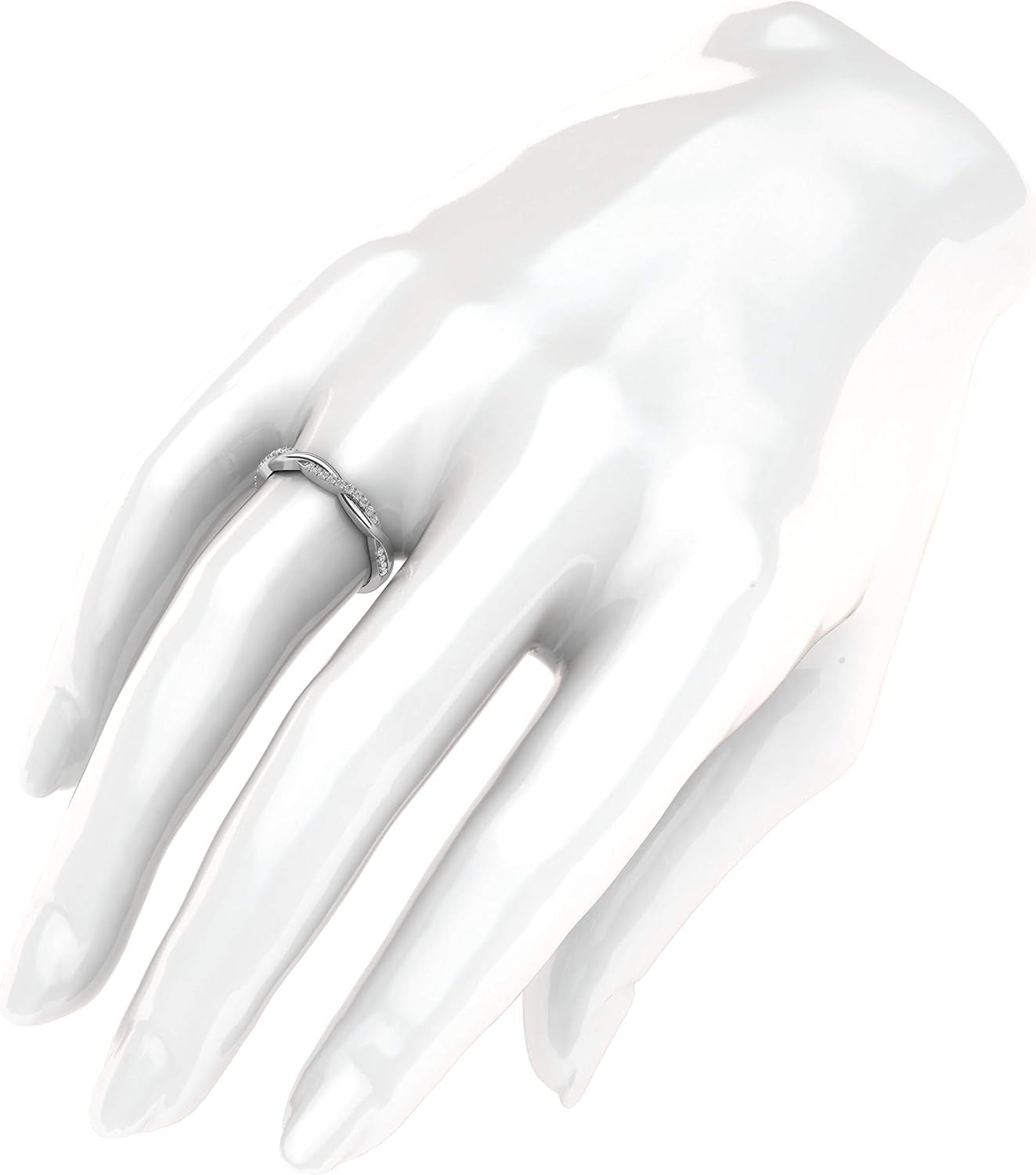 14K White Gold 2.5Mm Petite Twisted Vine Simulated Diamond Ring Wedding Band Matching Ring