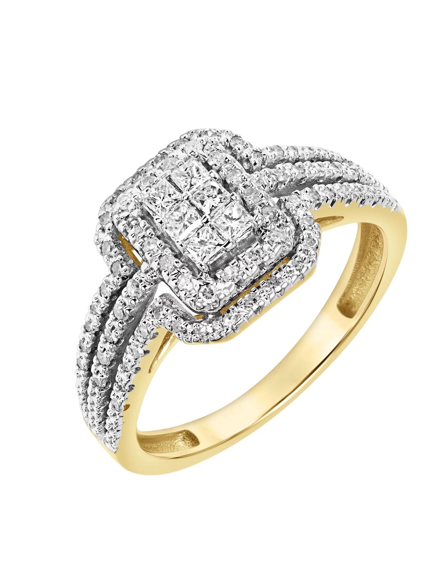 3/8Ctw 10KT Yellow Gold Emerald Limited Edition Genuine Certified Diamond Ring by