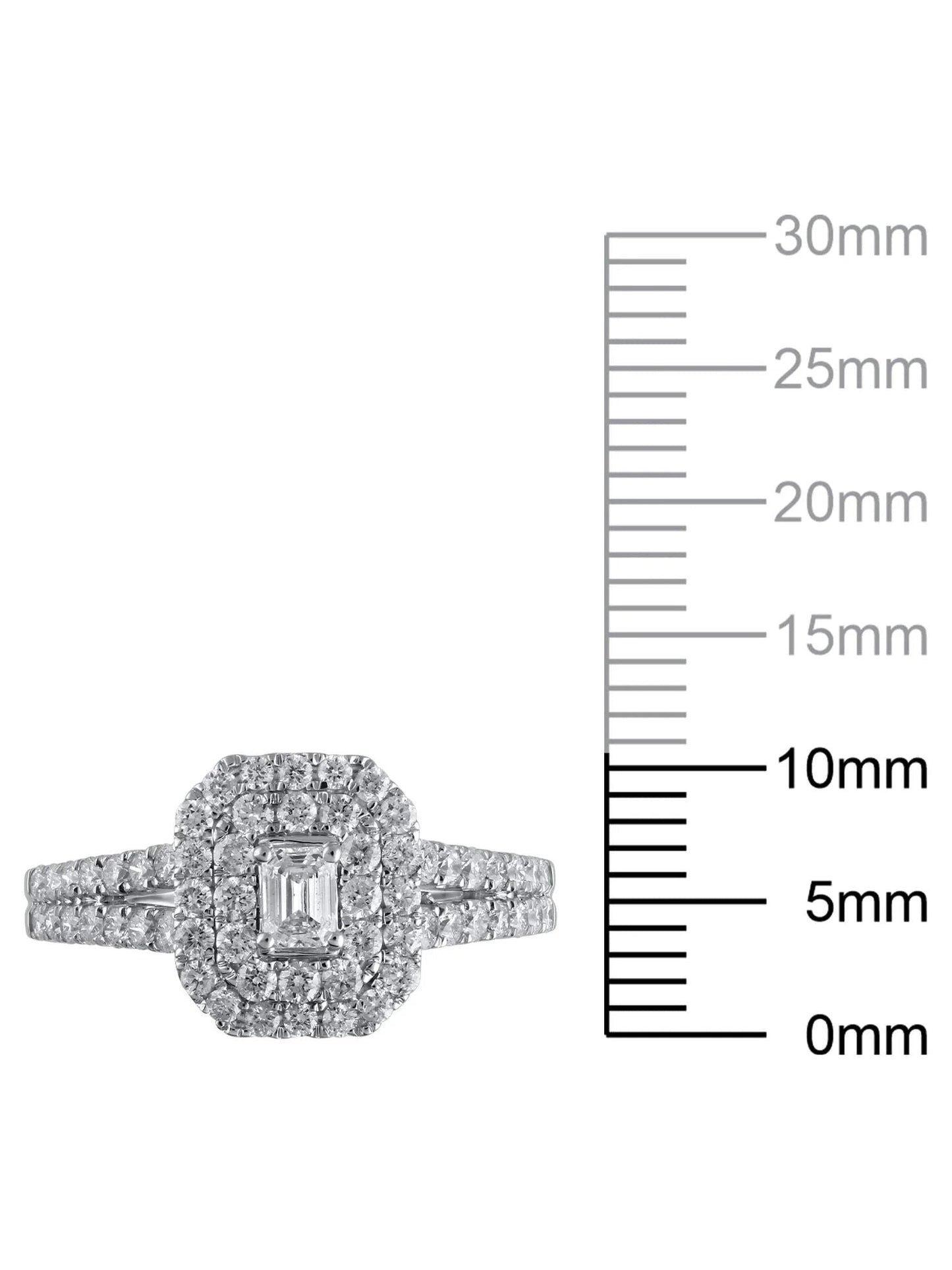 1 Carat T.W. (I2 Clarity, H-I Color)  Emerald Cut Diamond Engagement Ring in 10Kt White Gold, Size 9