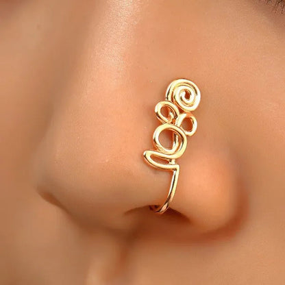 1 PC Crystal Diamond Zircon Star Heart Moon Fake Piercing Nose Ring Copper Spiral Non Piercing Clip on Nose Ring Ear Clips Cuff Fashion Body Jewelry - WORLD TIME VISITS