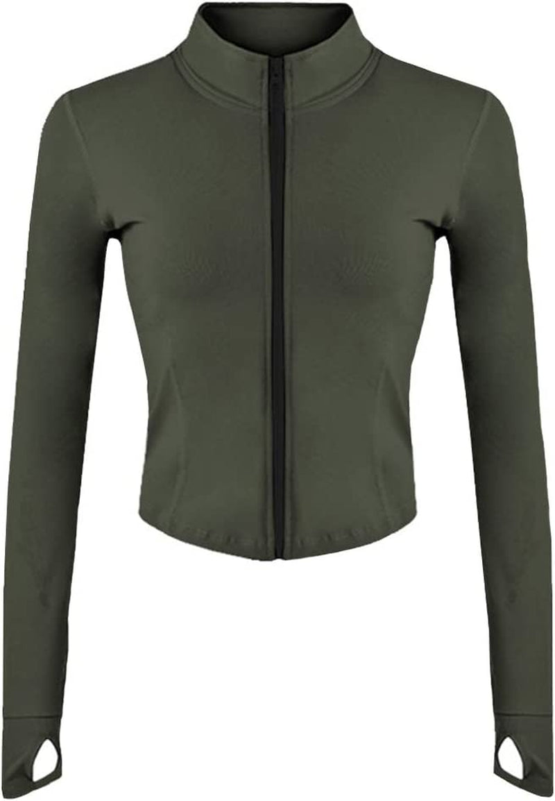 Women'S Athletic Full Zip Lightweight Workout Jacket with Thumb Holes