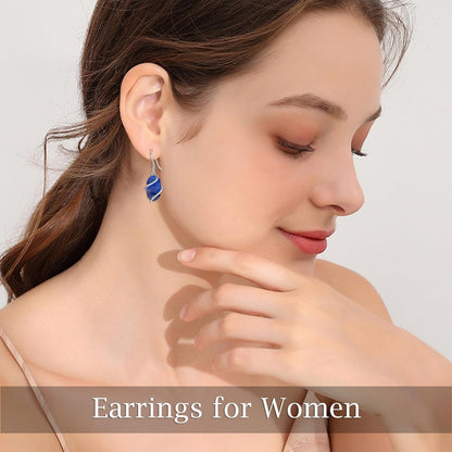 Earrings for Women 925 Sterling Silver Dainty Gemstone Leverback Drop Dangle Earrings Fine Jewelry Birthday Anniversary Mothers Day Christmas Gifts for Her Wife Girlfriend Mom Grandma