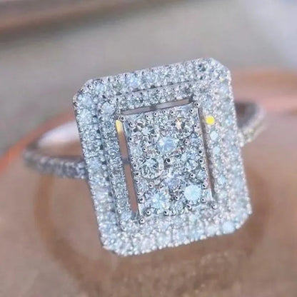 High Quality Micro Pave Cubic Zirconia Square Ring for Women Engagement Wedding Ring Jewelry Gift