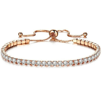 European and American Women Exquisite Diamond Crystal Push Pull Bracelet Nine Color Light Luxury Micro-Inlaid Zircon Simple Adjustable Student Bracelet for Women Crystal Bracelet for Women