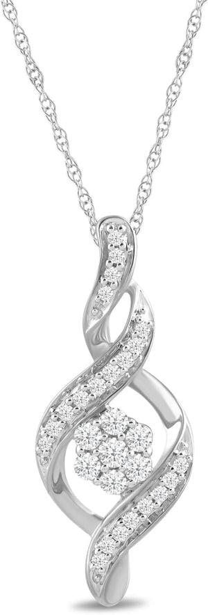 Amazon Essentials 10K Diamond Twist Pendant Necklace (1/4 Cttw) (Previously )
