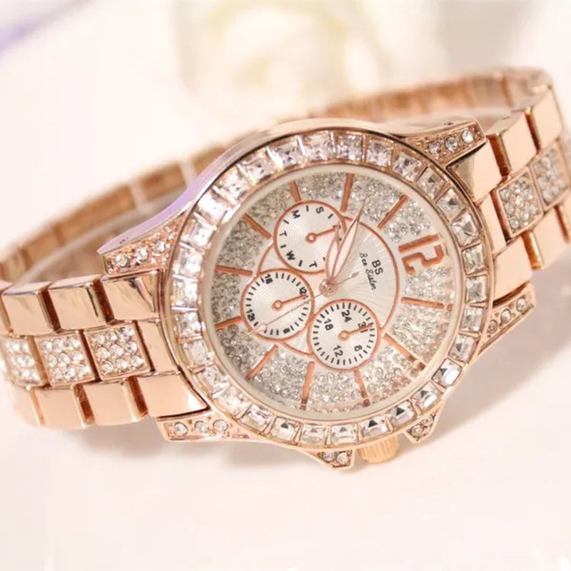 BS Bee Sister Luxury Creative Women Watches Gold Rhinestone Shining Design Bracelet Watches Ladies Women Wrist Watch Montre Femme