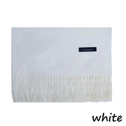 Women Cashmere Wool Scarf Wraps Warm Blanket Scarves Women Solid Color Cashmere Scarves with Tassel Poncho Cashmere Scarfs